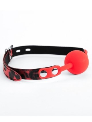 Knebel kulkowy silikonowy Argus czerwony panterka 4 cm
