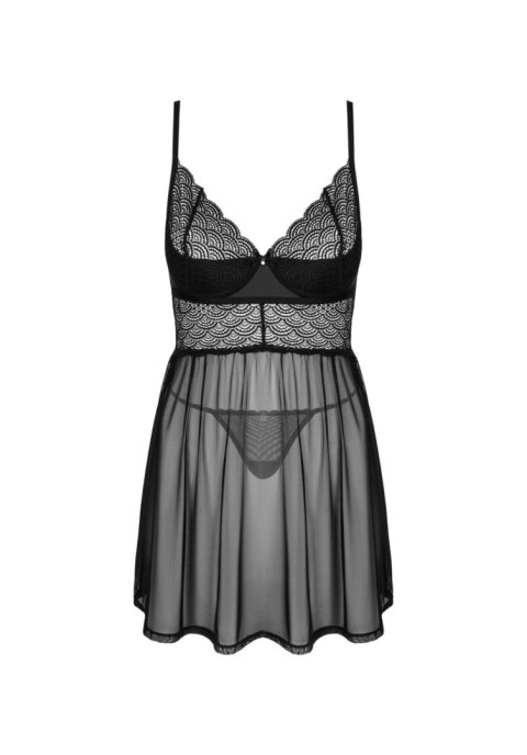 Babydoll i stringi Obsessive Chemeris czarny M/L