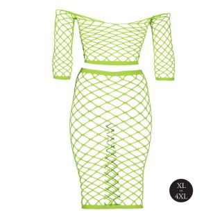 Neonowy komplet bielizny Ouch top z rękawem i spódnica XL XXXXL
