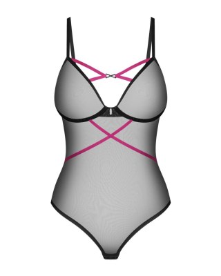 Body erotyczne Novenes Obsessive czarne z cyrkoniami XL 2XL