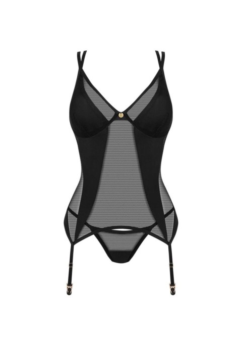 Gorset i stringi Nesari Obsessive czarne XS/S