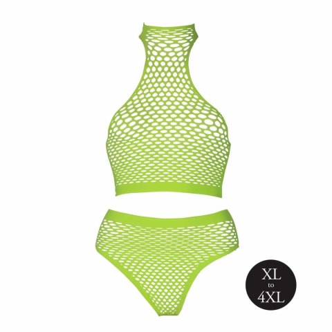 Komplet bielizny neonowej Ouch! z golfem XL/XXXXL