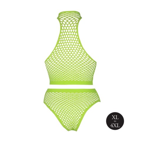 Komplet bielizny neonowej Ouch! z golfem XL/XXXXL