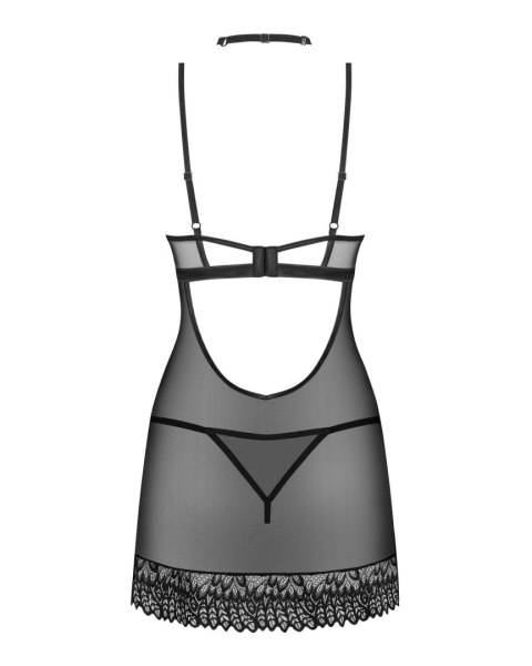 Koszulka i stringi Obsessive Donarella czarny XL/2XL z chokerem
