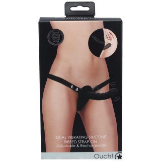 Strap-on podwójnie wibrujący Ouch! silikonowy regulowany czarny