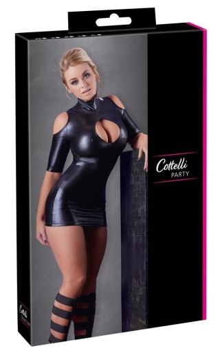 Sukienka mini wet look Cottelli PARTY czarna XL