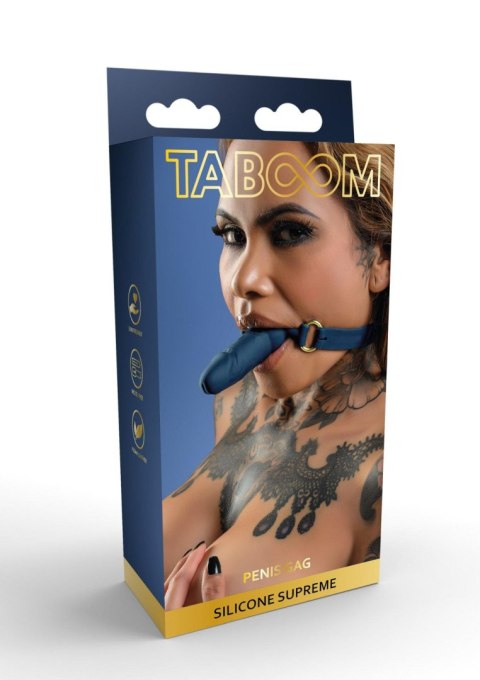 Knebel silikonowy z penisem Taboom niebieski 60 cm