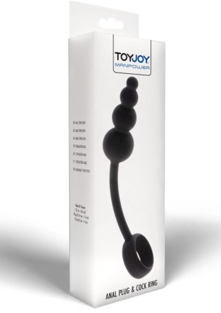 Korek analny z pierścieniem ToyJoy silikonowy czarny 22 cm