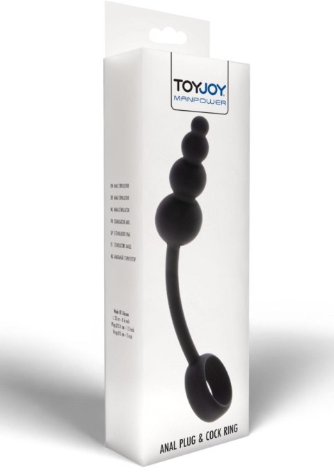 Korek analny z pierścieniem ToyJoy silikonowy czarny 22 cm