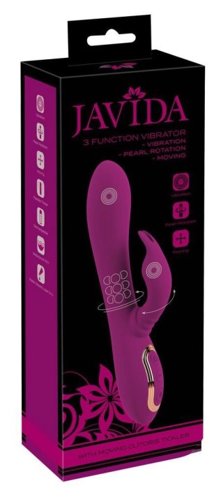 Wibrator króliczek Javida z rotującymi perłami USB 23 cm