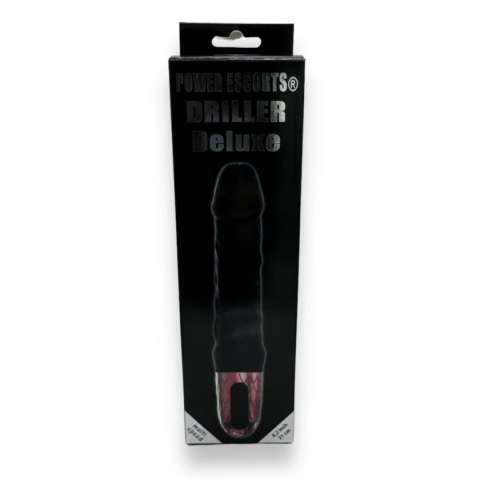 Wibrator realistyczny Driller De Luxe Power Escorts czarny USB 21 cm