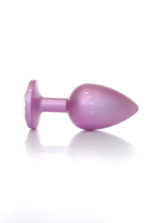 Stalowy korek analny z diamentem różowy HeavyFun 9 cm