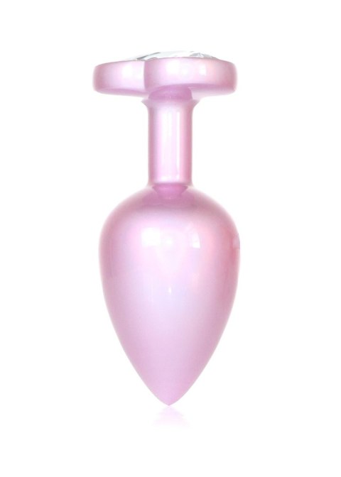 Biżuteria analna stalowa z diamencikiem różowym 9 cm