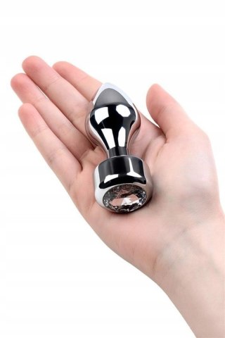 Korek analny metalowy srebrny z kryształkiem Metal by TOYFA 9.5 cm