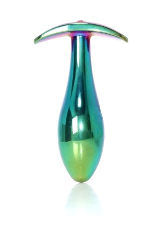 Korek analny stalowy z diamencikiem różowy M HeavyFun 9 cm