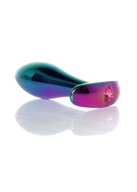 Korek analny stalowy z diamencikiem różowy M HeavyFun 9 cm