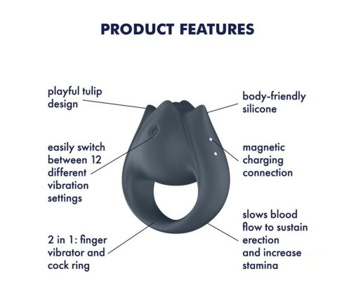 Pierścień wibrujący 2w1 silikonowy Satisfyer Perfect Pair 2 USB wodoodporny