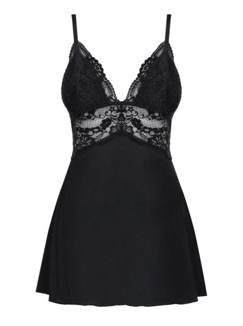 Babydoll koronkowy z stringami Obsessive czarna S/M