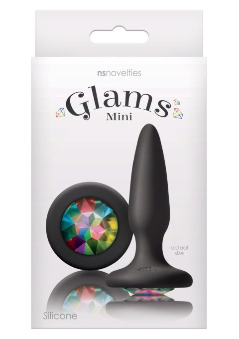 Korek analny silikonowy Glams Mini z tęczowym klejnotem NS Novelties 8.5 cm
