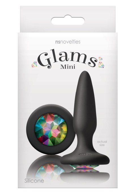 Korek analny silikonowy Glams Mini z tęczowym klejnotem NS Novelties 8.5 cm