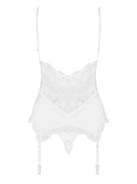 Koronkowy gorset z stringami Obsessive biały S/M