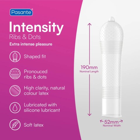 Prezerwatywy prążkowane kropkowane Pasante Intensity 12 szt