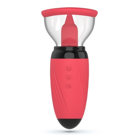 Stymulator z ssaniem i wibrującymi językami Crushious Scarlet USB