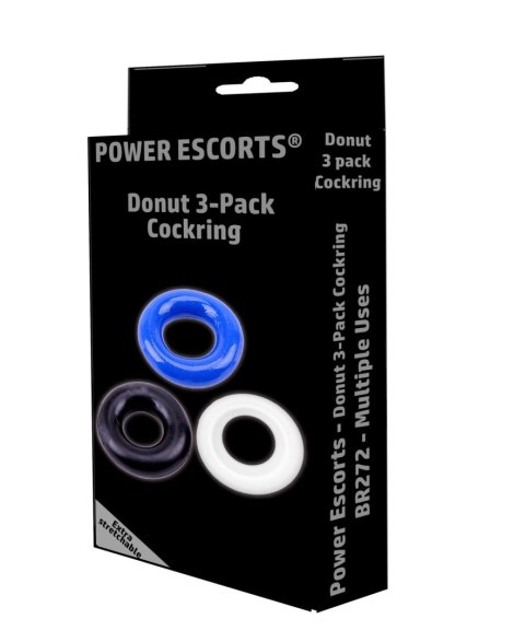 Pierścienie erekcyjne donut Power Escorts 3 sztuki TPE