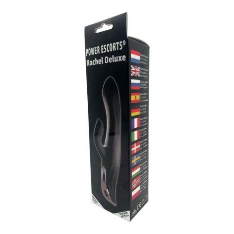 Wibrator króliczek Rachel Deluxe Power Escorts czarny silikonowy USB 23 cm