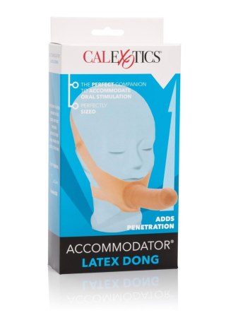 Knebel z wibrującym dildem latexowym Accommodator jasny 14 cm
