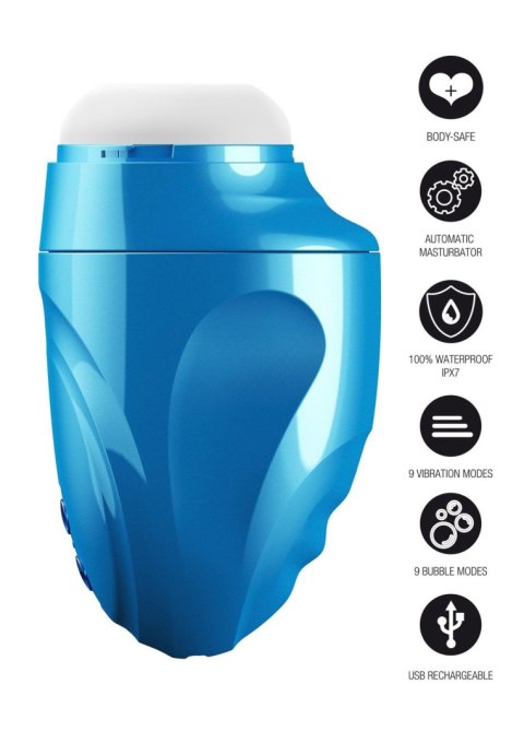 Masturbator Fusion X Aqua Bubble z wibracją niebieski