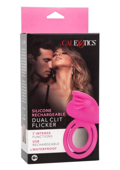 Pierścień wibrujący silikonowy Calexotics Dual Clit Flicker różowy