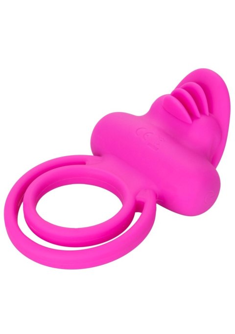 Pierścień wibrujący silikonowy Calexotics Dual Clit Flicker różowy