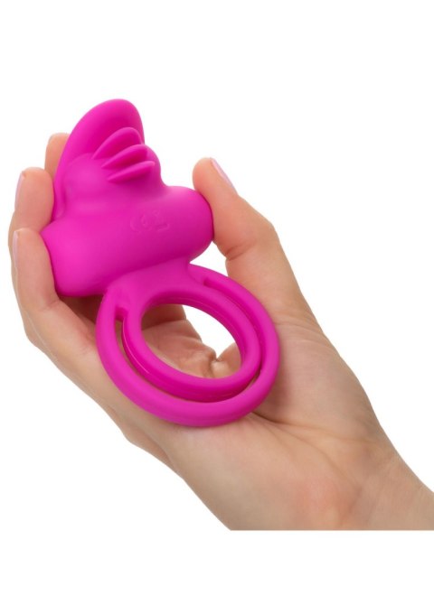 Pierścień wibrujący silikonowy Calexotics Dual Clit Flicker różowy