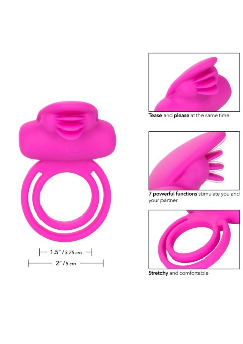 Pierścień wibrujący silikonowy Calexotics Dual Clit Flicker różowy