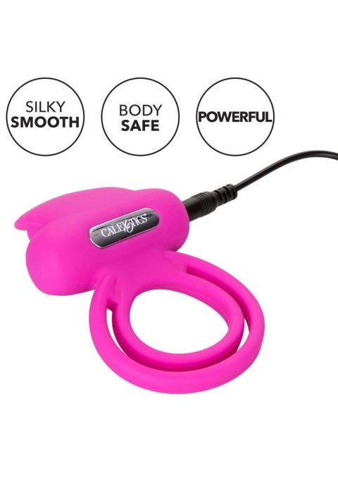 Pierścień wibrujący silikonowy Calexotics Dual Clit Flicker różowy