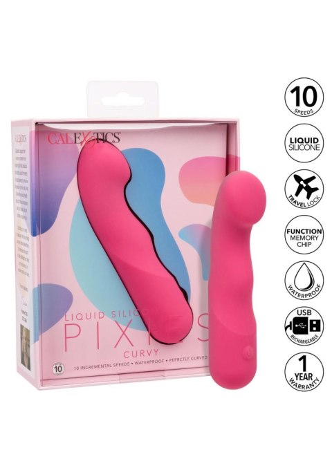 Wibrator silikonowy Pixies Curvy różowy USB 10,75 cm