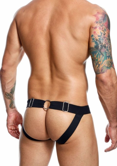 Jockstrap łańcuchowy MOB Eroticwear czarny ze skóry ekologicznej
