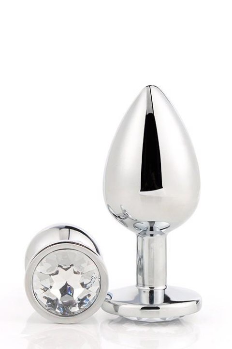Korek analny srebrny z kamieniem Gleaming Love mały 7 cm