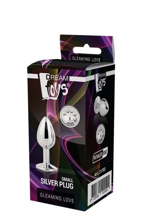 Korek analny srebrny z kamieniem Gleaming Love mały 7 cm