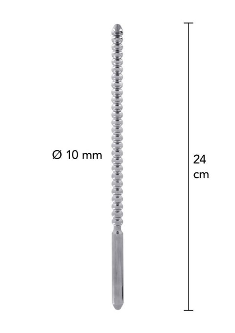 Sonda uretralna żebrowana Steel Power Tools srebrna 10 mm 24 cm