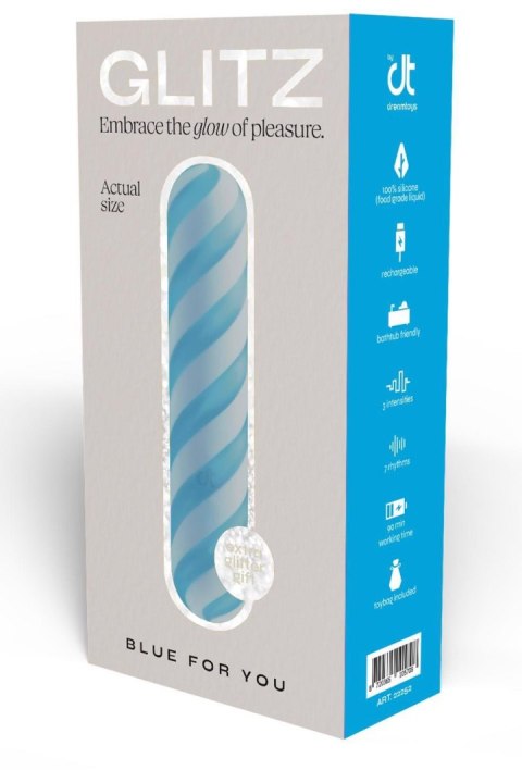 Wibrator bullet Glitz Blue For You Dreamtoys niebieski USB 10,9 cm