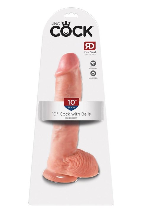Dildo realistyczne King Cock 25 cm z jajami jasne Pipedream
