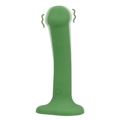 Małe wibrujące dildo silikonowe Loveline leśnozielone 16,5 cm