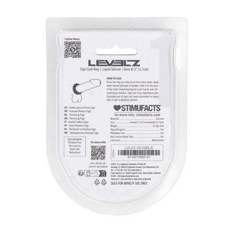 Pierścień erekcyjny Levelz Ergo liquid silicone czarny 5 cm