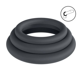 Zestaw 3 silikonowych pierścieni erekcyjnych Levelz L XL XXL czarny