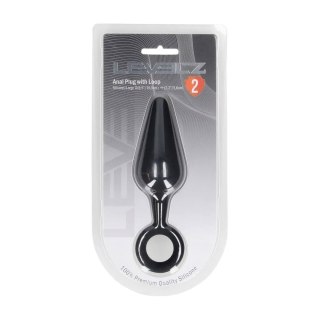 Korek analny silikonowy z pętlą Levelz L czarny 14 cm