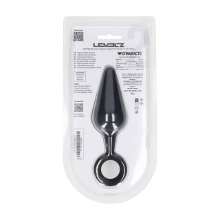 Korek analny silikonowy z pętlą Levelz L czarny 14 cm
