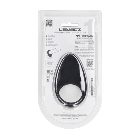 Pierścień erekcyjny łezka silikonowy Levelz czarny 9 cm