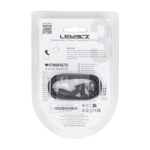 Pierścień erekcyjny wibrujący silikonowy Levelz Level 3 czarny 6,3cm